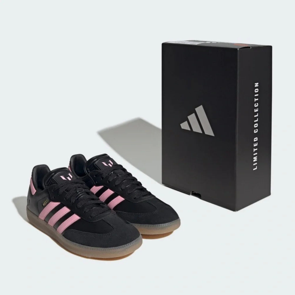 Adidas Black and Pink Samba‎ Messi Edition Leather Shoes, Rubber Sole, size 13